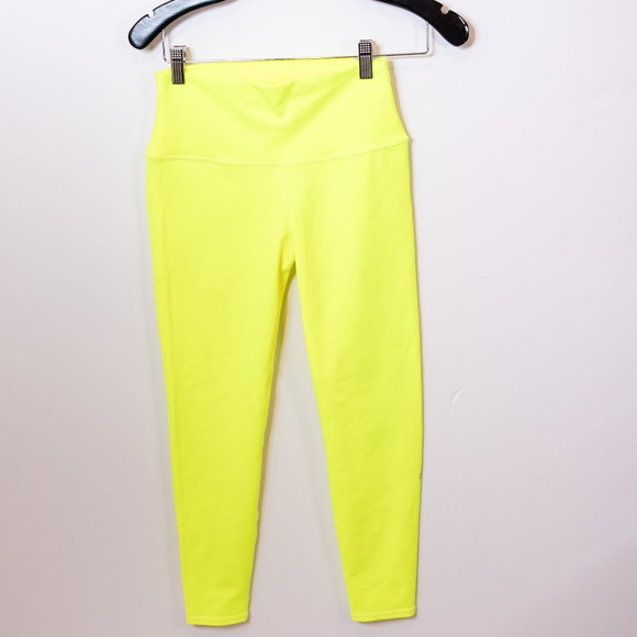 Alo Yoga Women's Neon Highlighter Yellow High Rise Athletic Work Out Leggings S - Picture 1 of 4